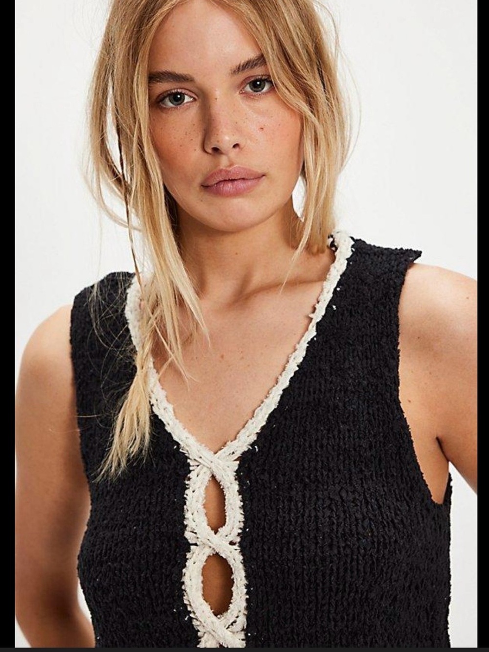 Free People Sicily Shell Sweater In Black Size Small